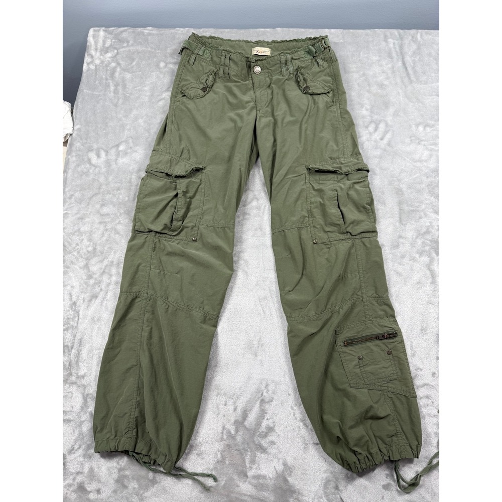 Vintage Miss Bisou Olive Green Cargo Pants Women's Size 7 (31) Lace Utility Y2K
